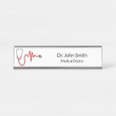 聴診器ECG波EKGハートビートラインメディカル デスクネームプレート (正面)