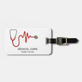 聴診器ECG波EKGハートビートラインメディカル ラゲッジタグ (正面横)