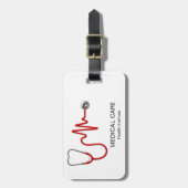 聴診器ECG波EKGハートビートラインメディカル ラゲッジタグ (正面縦)