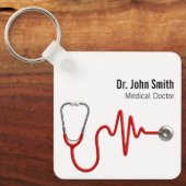 聴診器EKG心拍ECG波線医療 キーホルダー (正面)