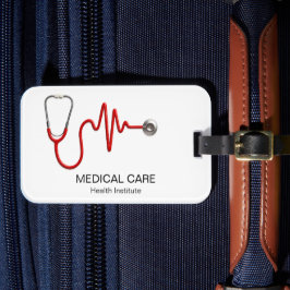 聴診器EKG心拍ECG波線医療 ラゲッジタグ