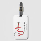 聴診器EKG心拍ECG波線医療 ラゲッジタグ (正面縦)
