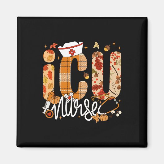 聴診器Icuナース秋Yall紅葉 マグネット (正面)