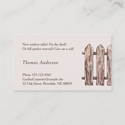 職人が茶色にフェンス 名刺 (裏面)