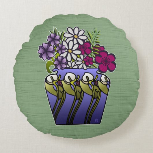 職人のユリ花瓶 ラウンドクッション (正面)