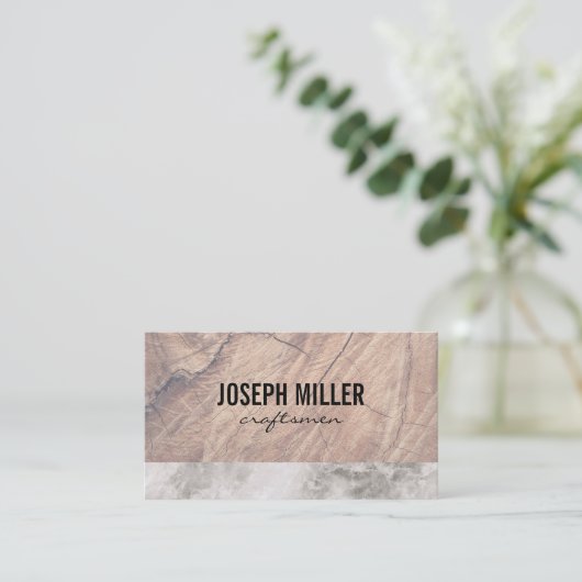 職人の木と大理石のトリム 名刺 (スタンド正面)