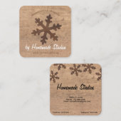 職人の木目調の素朴なスノーフレーク '手作り' スクエア名刺 (正面/裏面)