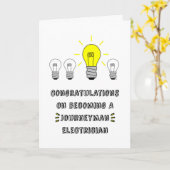 職人の電気技師になることのおめでとう カード (黄色い花)