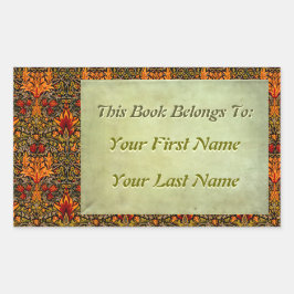 職人の飽和フローラパーソナライズされた蔵書票 長方形シール