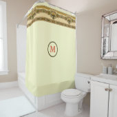 職人またはミッションスタイルの正方形フレームフローラ シャワーカーテン (インサイチュ)