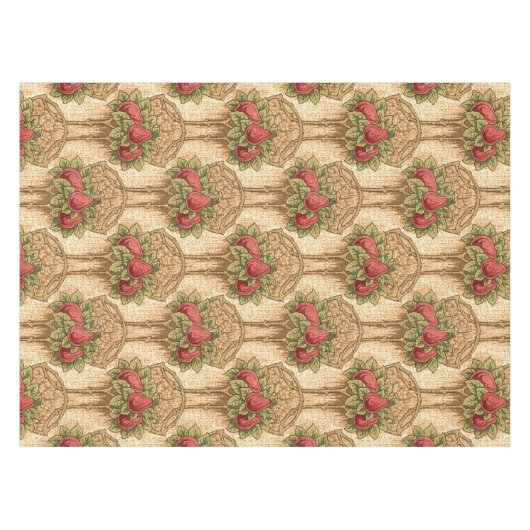 職人またはミッションスタイルレッドパール模様 テーブルクロス (正面(横))