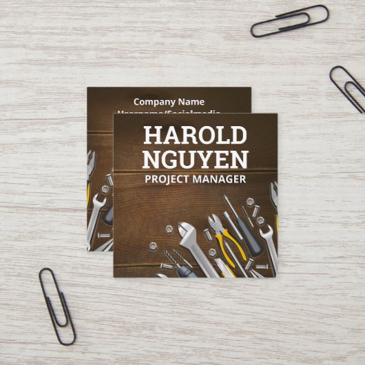 職人ツール木造テーブル スクエア名刺 (正面/裏面インサイチュ)