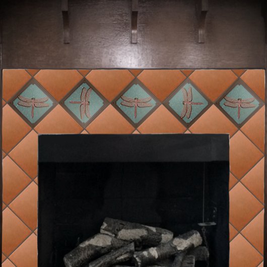 職人ドラゴンフライ瓦、緑と銅 タイル