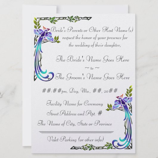 職人ピーコック(メタリック結婚式招待状) 招待状 (正面)