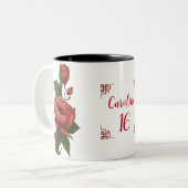 職人用レッドローズハンドエレガンス絵を描フローラ ツートーンマグカップ (正面左)