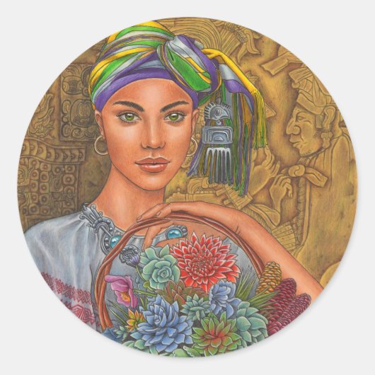 「職人：バスケットウィーバー」ステッカー ラウンドシール (正面)