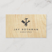職人/大工道具 家のリフォーム 木目調 名刺 (正面)