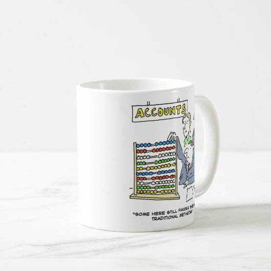 職場でそろばんを使う会計士 コーヒーマグカップ (正面右)
