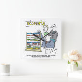 職場でそろばんを使う会計士 スクエア壁時計 (ホーム)