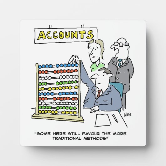 職場でそろばんを使う会計士 フォトプラーク (正面)