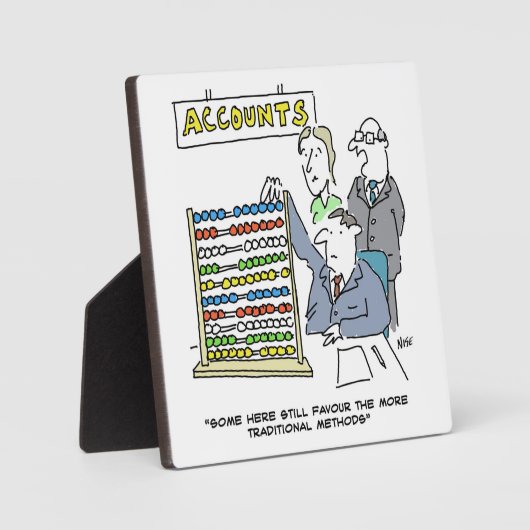 職場でそろばんを使う会計士 フォトプラーク (正面)