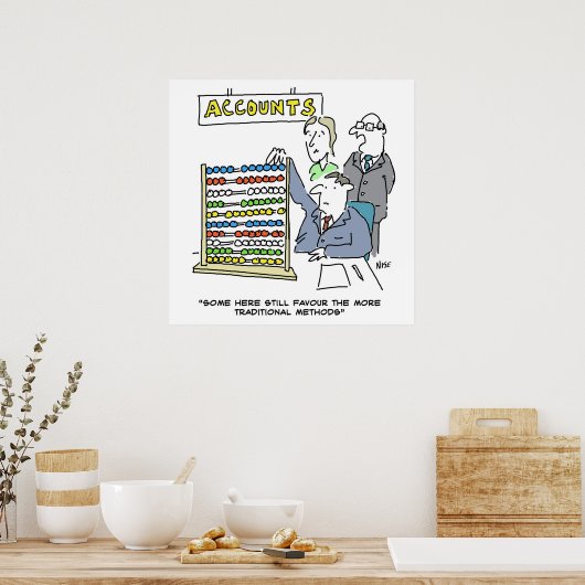 職場でそろばんを使う会計士 ポスター (キッチン)