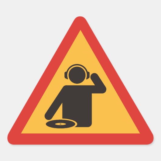 職場での危険DJ 三角形シール (正面)