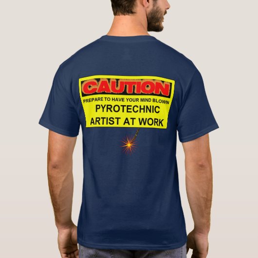 職場で花火に注意する Tシャツ (裏面)