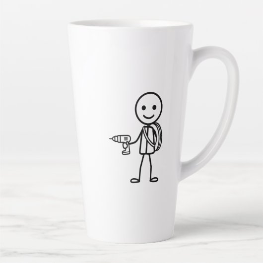 職場のスティックマン - 電気技師 カフェラテマグ (右)