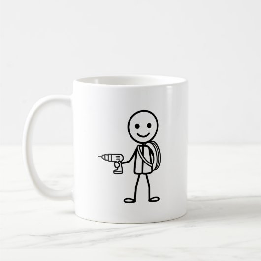 職場のスティックマン - 電気技師 コーヒーマグカップ (左)