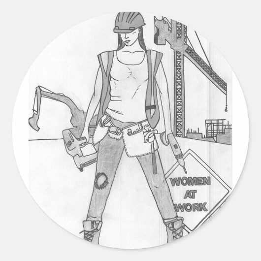 職場の女性 ラウンドシール (正面)