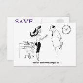 職場の婚約者、ユーモアあふれるヴィンテージ セーブザデート (正面/裏面)