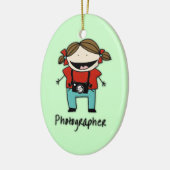 職業カメラマンの女性のパーソナライズなカスタム セラミックオーナメント (左)