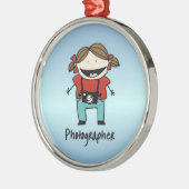 職業カメラマンの女性 メタルオーナメント (左)