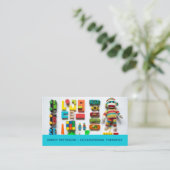 職業セラピストキッズトイズフォトブルー 名刺 (スタンド正面)