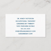 職業セラピストキッズトイズフォトブルー 名刺 (裏面)