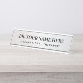 職業セラピストシンプルシルバーブラック事務所 デスクネームプレート (正面)