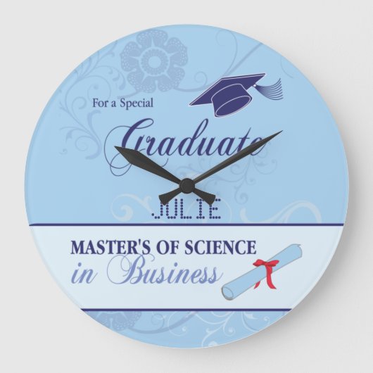 職業セラピスト卒業式スワール・ラウンドギフト ラージ壁時計 (正面)