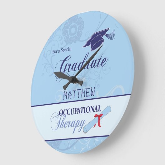 職業セラピスト卒業渦巻きギフト ラージ壁時計 (傾斜)