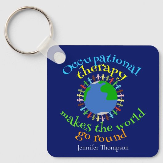 職業セラピスト引用文パーソナライズされたブルー キーホルダー (正面)