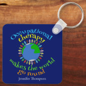 職業セラピスト引用文パーソナライズされたブルー キーホルダー (裏面)