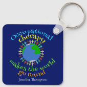 職業セラピスト引用文パーソナライズされたブルー キーホルダー (裏面)