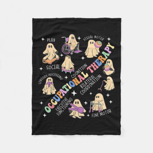 職業セラピーセラピストハロウィン不気味Ot フリースブランケット (正面)