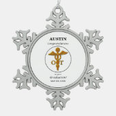 職業セラピー卒業アンティーク金ゴールドルック スノーフレークピューターオーナメント (正面)