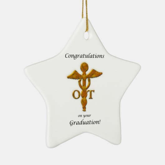 職業セラピー卒業アンティーク金ゴールドルック セラミックオーナメント (右)