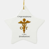 職業セラピー卒業アンティーク金ゴールドルック セラミックオーナメント (正面)