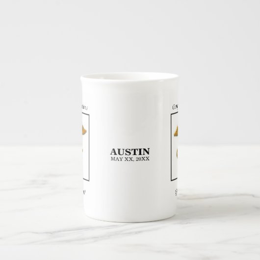 職業セラピー卒業アンティーク金ゴールドルック ボーンチャイナマグカップ (正面)