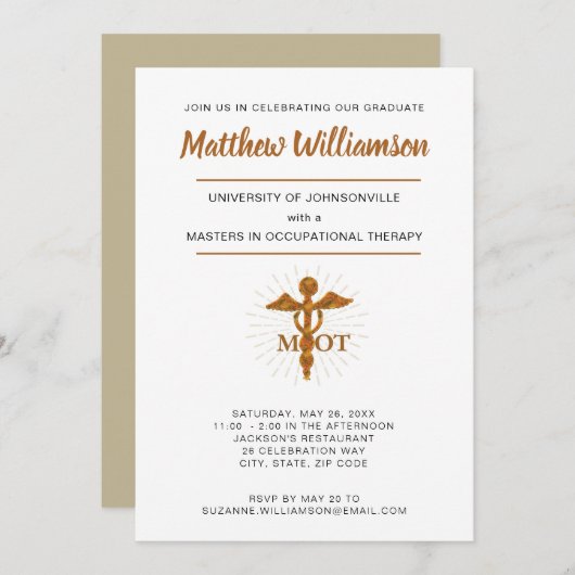 職業セラピー卒業シンボルの修士 案内状 (正面/裏面)
