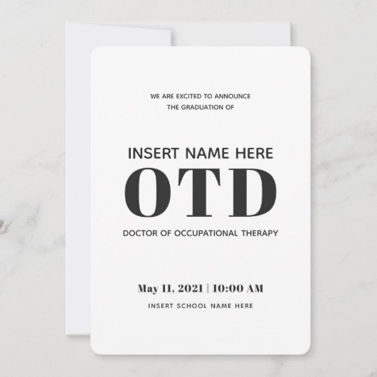 職業セラピーOTD卒業発表 案内状 (正面)