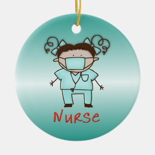 職業ナースのカスタムでパーソナライズな日付および名前 セラミックオーナメント (正面)